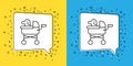 Set line Pet stroller icon isolated on yellow and blue background. Vector Royalty Free Stock Photo