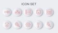 Set line Photo retouching, Graduation cap, Server, Data, Algorithm, Binary code, Artificial intelligence AI, Processor Royalty Free Stock Photo