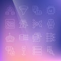 Set line Photo retouching, Neural network, Chat bot, Artificial intelligence robot, Computer api interface, Server, Data Royalty Free Stock Photo