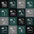 Set line PHP file document, JS, MP3, OTF, WAV, EPS, BMP and OBJ icon. Vector Royalty Free Stock Photo