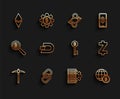 Set line Pickaxe, Chain link, Cryptocurrency coin Ethereum ETH, Server and gear, Globe cryptocurrency Bitcoin, Dash