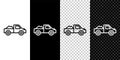 Set line Pickup truck icon isolated on black and white, transparent background. Vector Royalty Free Stock Photo