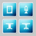 Set line Picture, Office chair, Round table and icon. Vector