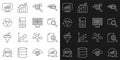 Set line Pie chart infographic, Document with, Search folder, data analysis, Calculator, Sales funnel, and Binary code Royalty Free Stock Photo