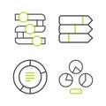 Set line Pie chart infographic, and Graph, chart, diagram icon. Vector Royalty Free Stock Photo