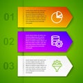 Set line Pie chart infographic, Server and gear, Sales funnel with and Laptop exclamation mark. Business infographic