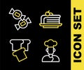 Set line Piece of cake, Cook, Bread toast and Candy icon. Vector Royalty Free Stock Photo