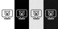Set line Pig icon isolated on black and white, transparent background. Animal symbol. Vector Royalty Free Stock Photo