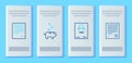 Set line Piggy bank with coin, Certificate template, Document and Delete file document icon. Vector