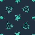 Set line Pinwheel, Tornado and Wind and rain on seamless pattern. Vector Royalty Free Stock Photo