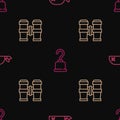 Set line Pirate bandana for head, Binoculars and hook on seamless pattern. Vector