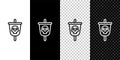 Set line Pirate flag icon isolated on black and white, transparent background. Vector Royalty Free Stock Photo