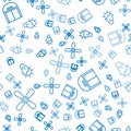 Set line Plane propeller, Aircraft hangar and Sun and cloud weather on seamless pattern. Vector