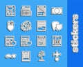 Set line Plane with shield, Document graph chart, Tooth, Delete file document, Crumpled paper ball, Family insurance