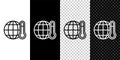 Set line Planet earth melting to global warming icon isolated on black and white background. Ecological problems and Royalty Free Stock Photo