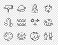 Set line Planet Mars, Pisces zodiac, Astrology woman, Cancer, Telescope, Aquarius, Mercury and Asteroid icon. Vector