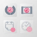 Set line Planning strategy, Basketball ball, Sports shop and basketball and game video icon. Vector