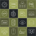 Set line Planning strategy concept, Layers, Web development, Site map, Time is money, Front end, Website statistic and Royalty Free Stock Photo
