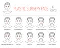 Set of line plastic surgery face icons. Flat design. Vector