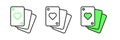 Set line Playing cards icon isolated on white background. Casino gambling. Vector Royalty Free Stock Photo