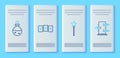 Set line Playing cards, Magic wand, Bottle with love potion and Trunk for magic tricks icon. Vector Royalty Free Stock Photo