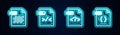 Set line PNG file document, XSL, PHP and CSS. Glowing neon icon. Vector Royalty Free Stock Photo