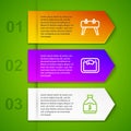 Set line Pommel horse, Bathroom scales and Sports nutrition. Business infographic template. Vector