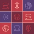 Set line Pommel horse, Volleyball ball and American Football icon. Vector Royalty Free Stock Photo