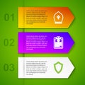 Set line Pope hat, Clinical record, Shield and Trophy cup. Business infographic template. Vector