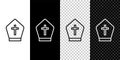 Set line Pope hat icon isolated on black and white,transparent background. Christian hat sign. Vector Royalty Free Stock Photo