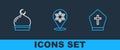 Set line Pope hat, Muslim Mosque and Star of David icon. Vector Royalty Free Stock Photo