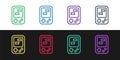 Set line Portable tetris electronic game icon isolated on black and white background. Vintage style pocket brick game