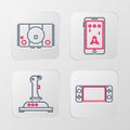Set line Portable video game console, Joystick for arcade machine, Mobile and playing and Video icon. Vector