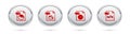 Set line PPT file document, MOV, HTML and XSL. Silver circle button. Vector Royalty Free Stock Photo