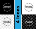 Set line Price tag with an inscription Free icon isolated on black and white, transparent background. Badge for price Royalty Free Stock Photo