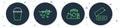Set line Problem of pollution planet, Recycle bin with recycle, Paper glass water and Lunch box icon. Vector