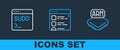 Set line Processor, Code terminal and Browser files icon. Vector