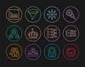 Set line Processor CPU, Binary code, Neural network, Artificial intelligence robot, Server, Data, Web developer Royalty Free Stock Photo