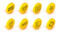 Set line Processor with CPU, Case of computer, SSD card, Web camera, Computer mouse, cooler, and Keyboard icon. Vector Royalty Free Stock Photo
