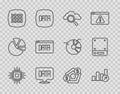 Set line Processor CPU, Financial growth, Search cloud computing, Data analysis, Binary code, and Server icon. Vector Royalty Free Stock Photo