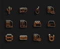 Set line Processor with CPU, Keyboard, USB, Case of computer, Electric plug, Server, Data, Web Hosting and Computer Royalty Free Stock Photo