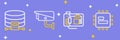 Set line Processor CPU, Motherboard, Security camera and Cloud database icon. Vector Royalty Free Stock Photo