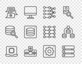 Set line Processor CPU, Server, Data, Neural network, Artificial intelligence AI, Chat bot, Computer api interface and Royalty Free Stock Photo