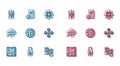 Set line Processor, Lock on digital circuit board, Gamepad, Drone, Internet of things and File document icon. Vector Royalty Free Stock Photo