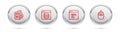 Set line Processor, Server, Data, Web Hosting, Page with 404 error and Computer mouse. Silver circle button. Vector Royalty Free Stock Photo