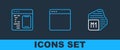 Set line Processor, Software and Browser window icon. Vector