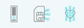 Set line Processor, Video game console and Sim card icon. Vector Royalty Free Stock Photo