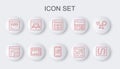 Set line Programming language syntax, Software, MySQL code, Code terminal, Browser with shield, Keyboard and Mobile Apps Royalty Free Stock Photo