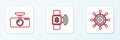 Set line Project management, Car DVR and Contactless payment icon. Vector Royalty Free Stock Photo
