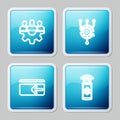 Set line Project team base, Algorithm, Cash back and Contactless payment icon. Vector